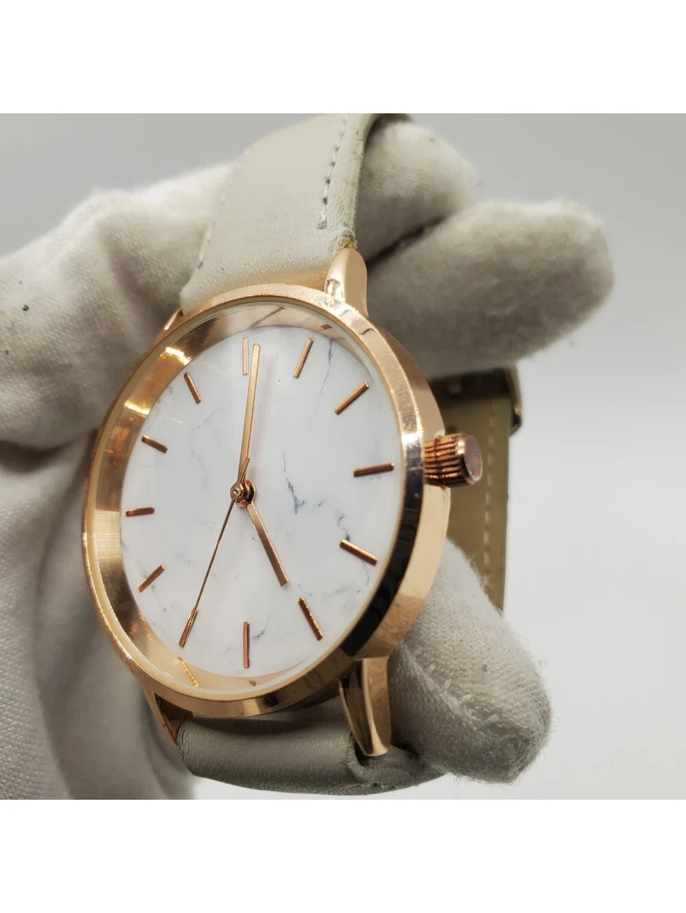 Quartz Watch 36mm Marble Dial Rose Gold Tone New Battery